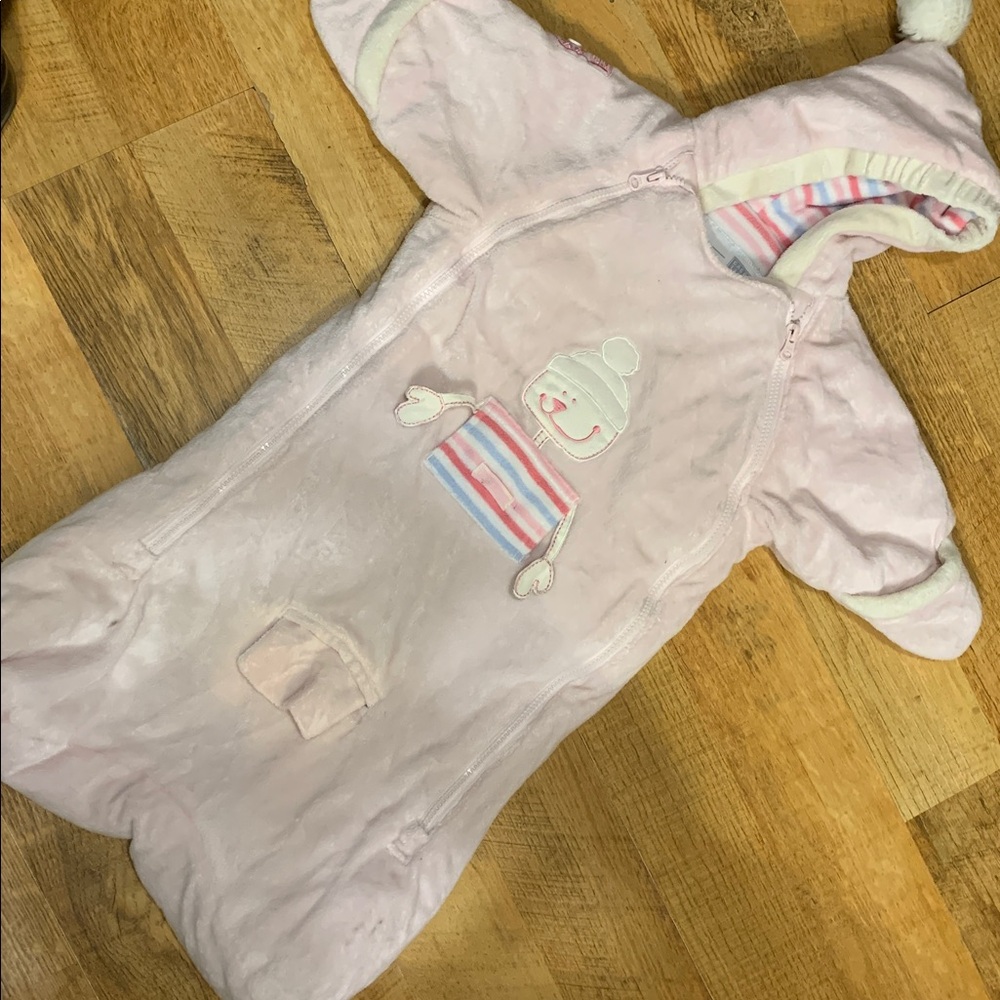 Pink Baby Carseat Cocoon with Hat
